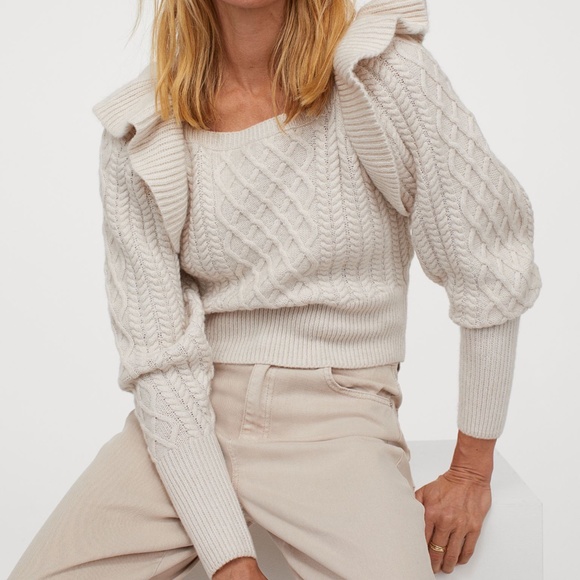 H&M Sweaters - Flounced Cable-Knit Sweater